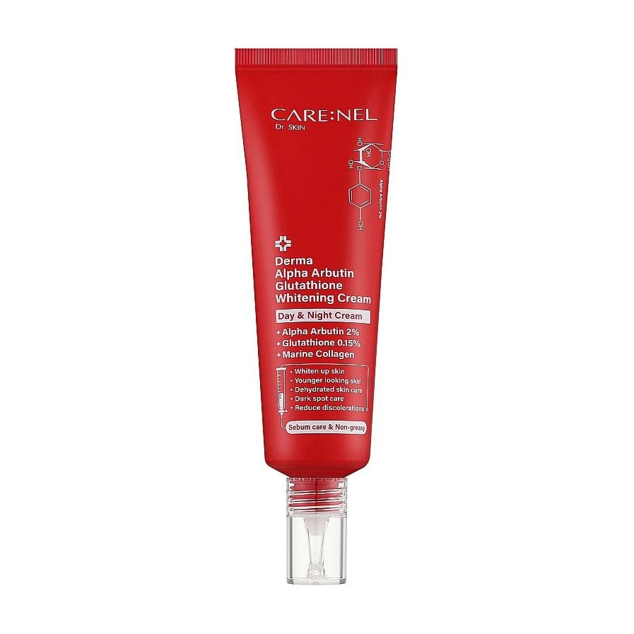 Освітлювальний крем для обличчя Carenel Derma Alpha Arbutine Glutathione Whitening Cream з арбутином та глутатіоном, 45 мл
