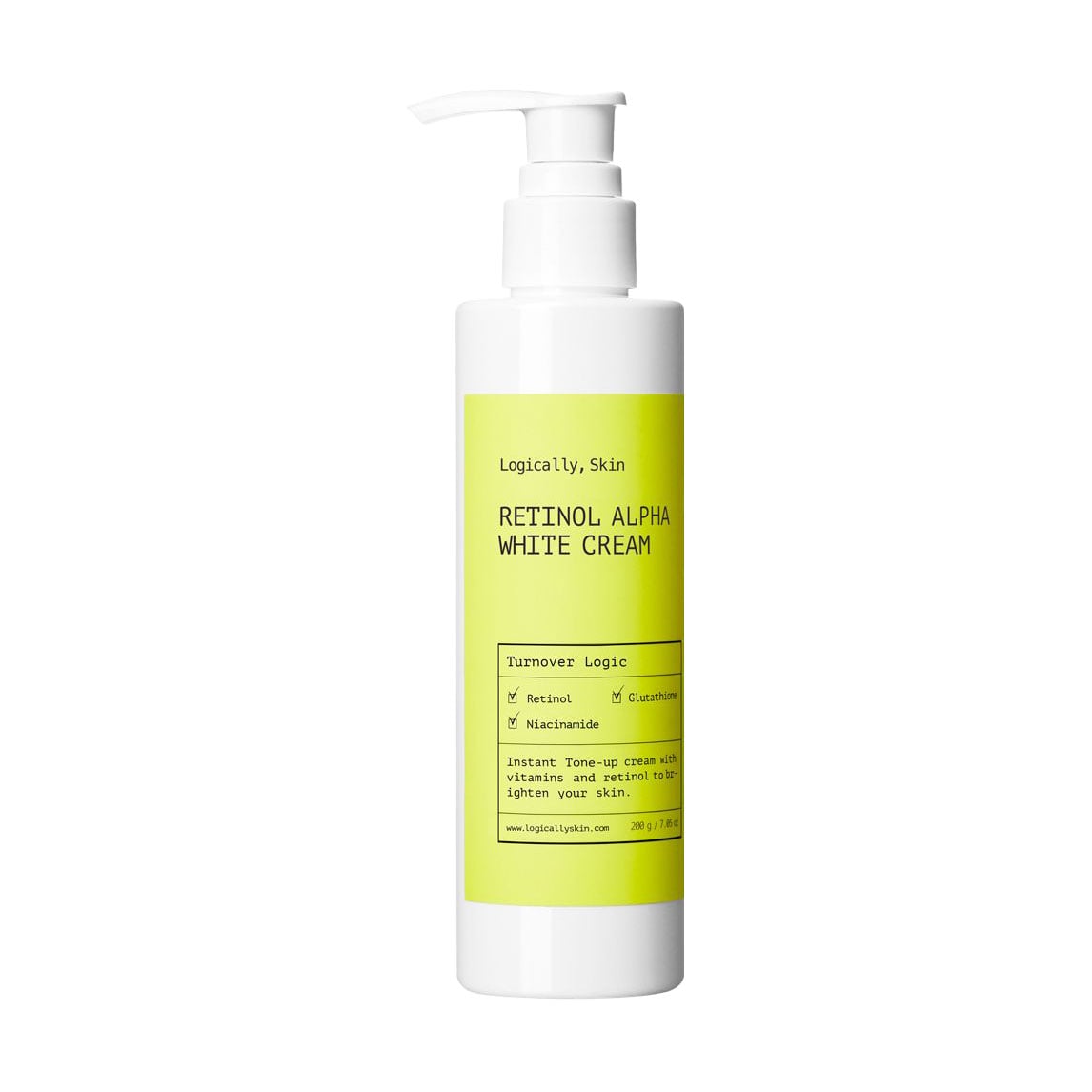 Освітлювальний крем для обличчя та тіла Logically, Skin Retinol Alpha White Cream, 200 мл